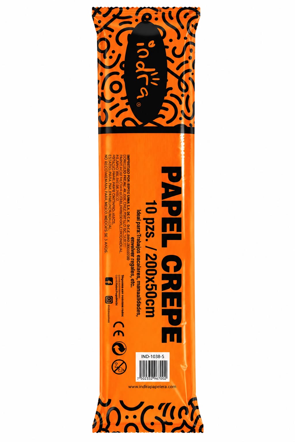 PAPEL CREPE 10 PCS DE 50x200CM IND-1038