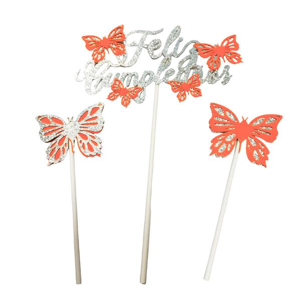 CAKE TOPPER FELIZ CUMPLEAÑOS MARIPOSA GZ-8983