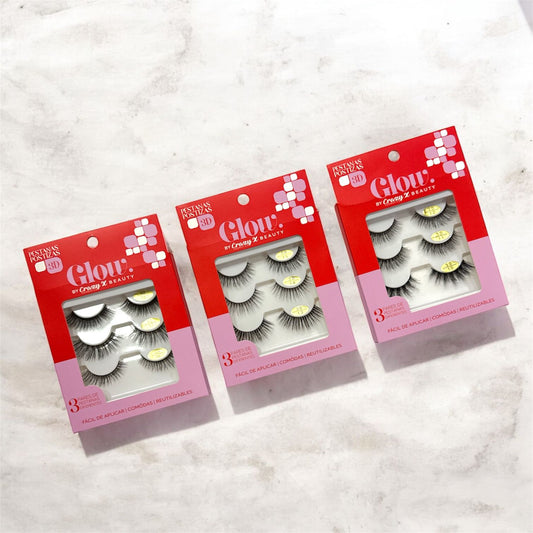SET PESTAÑAS 3D GLOW BEAUTY 3PZAS GM1233-3A-2