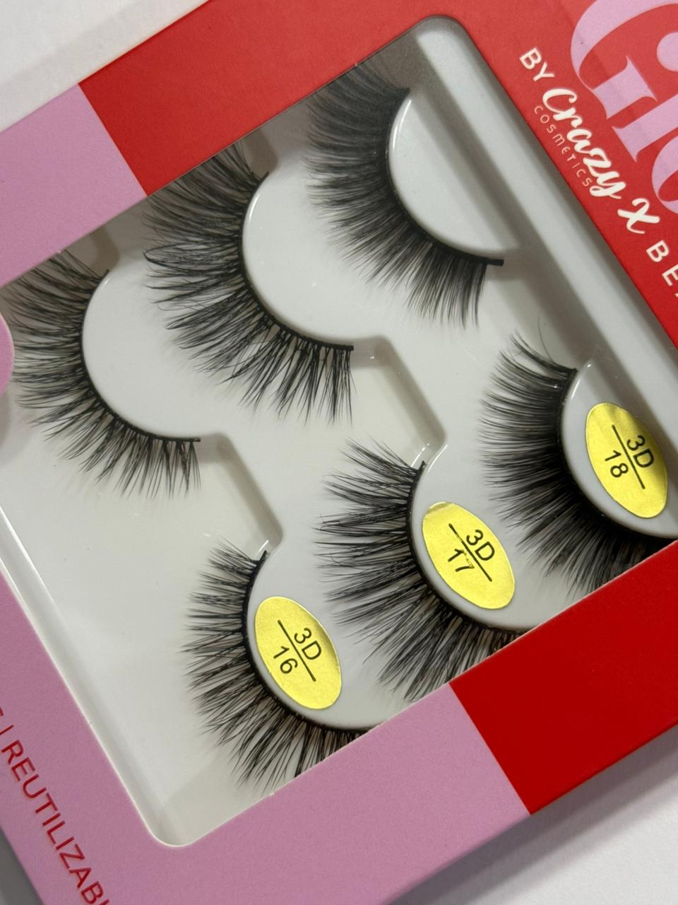 SET PESTAÑAS 3D GLOW BEAUTY 3PZAS GM1233-3A-2