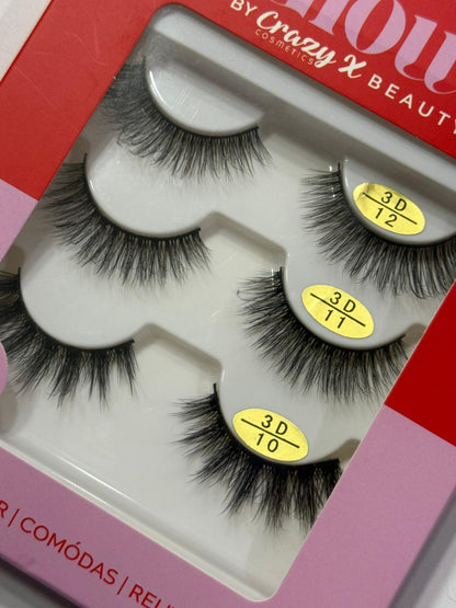 SET PESTAÑAS 3D GLOW BEAUTY 3PZAS GM1233-3A-2