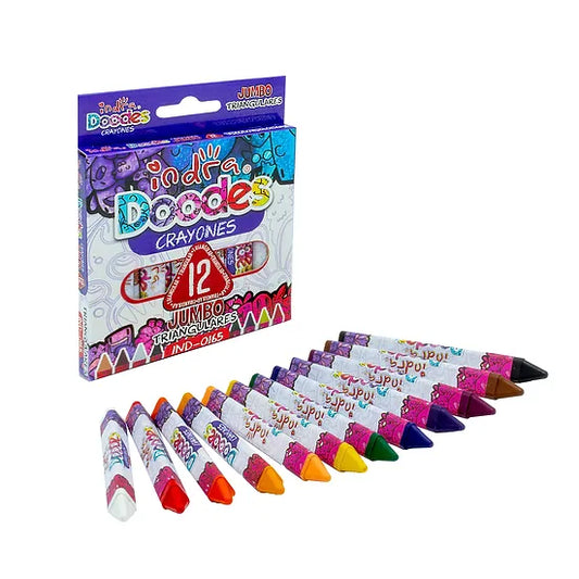 CRAYONES DOODES JUMBO TRIANGULARES 12PZAS IND-0165