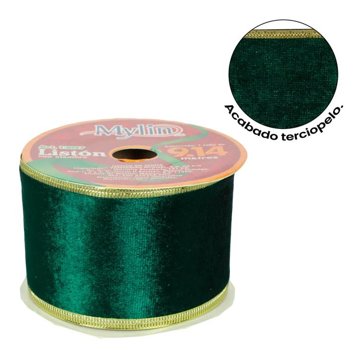 LISTON TERCIOPELO VERDE 6.4CMx9.14MT 13027-E