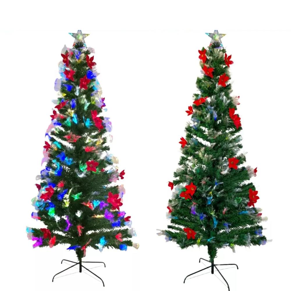 ARBOL DE NAVIDAD 180CM NOCHEBUENA C/LUZ FIBRA OPTICA GM611-8A-8