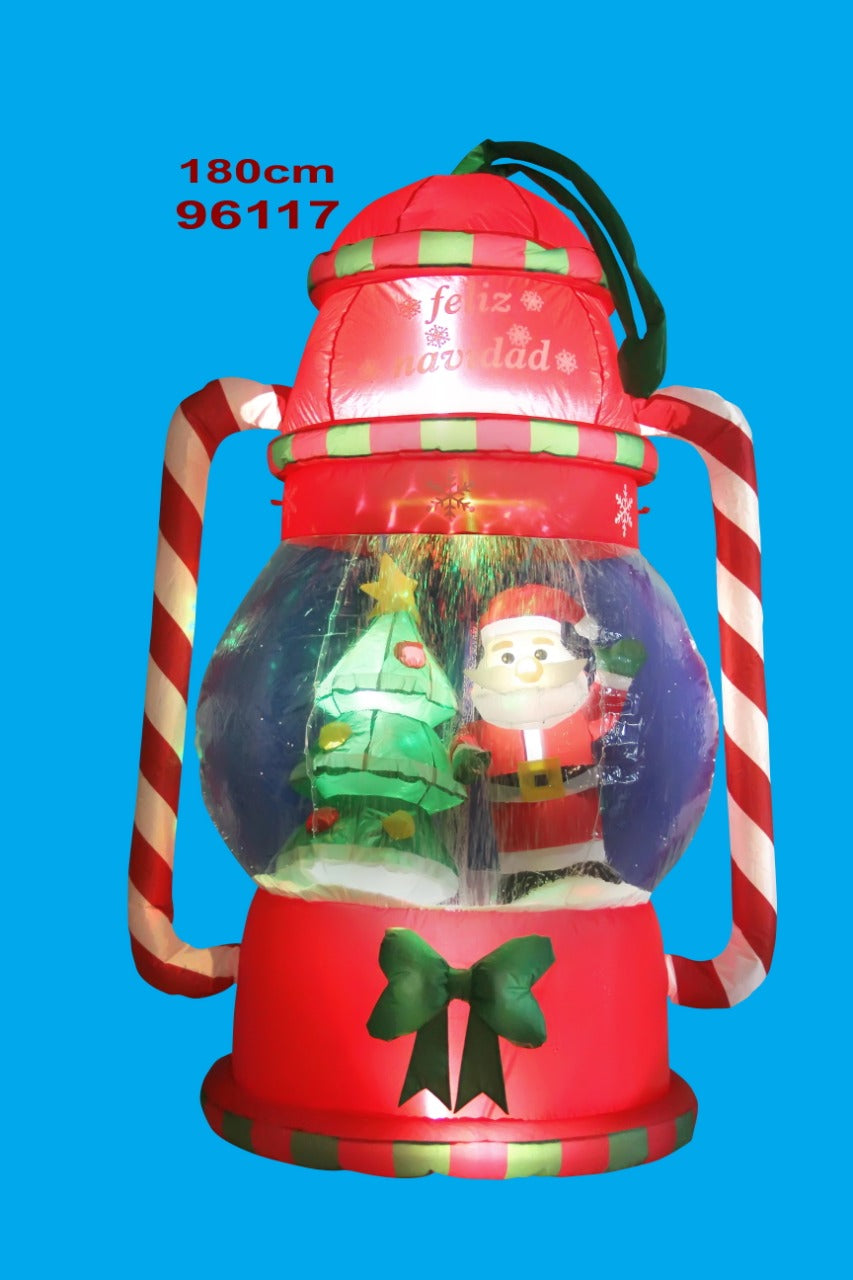 Inflable de Navidad farol de esfera con santa de 180 cm JL96117