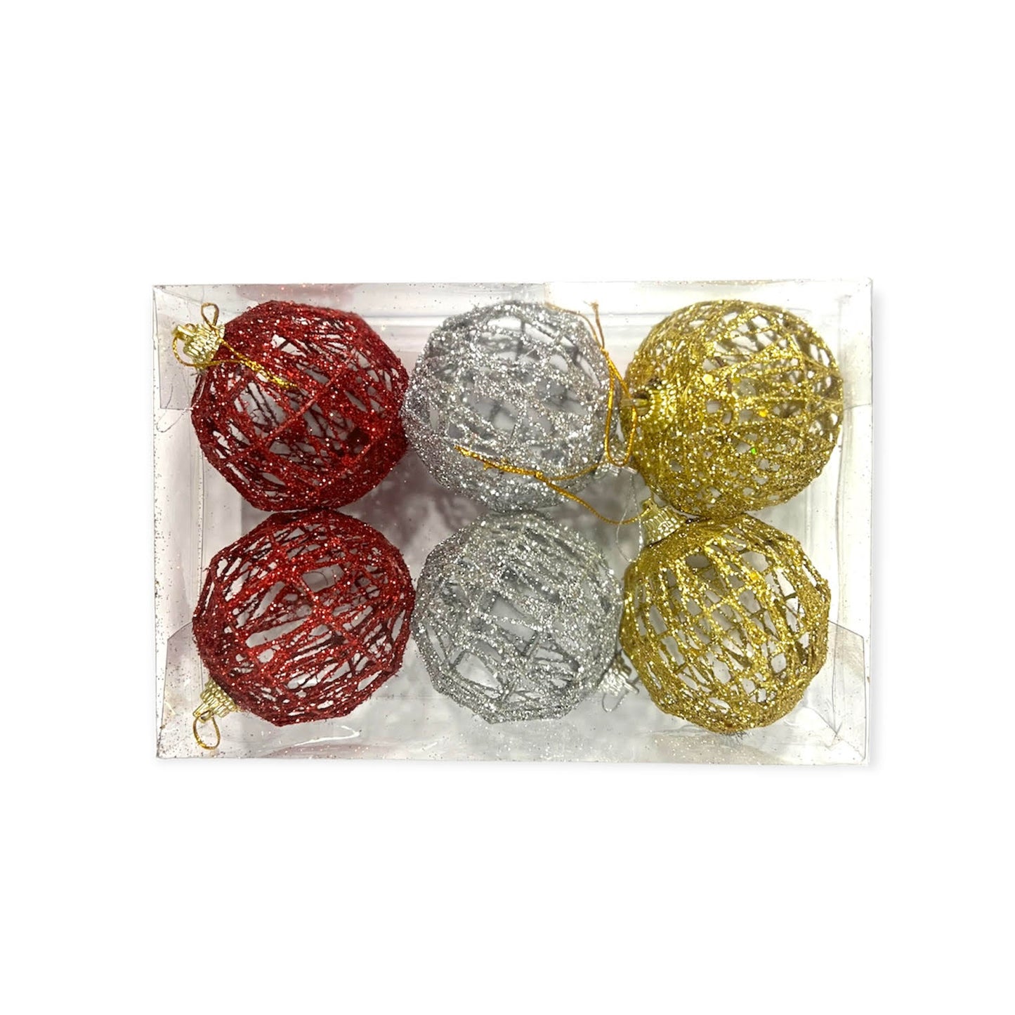 ESFERAS NAVIDEÑAS 6CM 6 PCS TRICOLORES