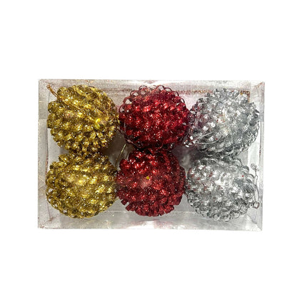 ESFERAS NAVIDEÑAS 6CM 6 PCS TRICOLORES