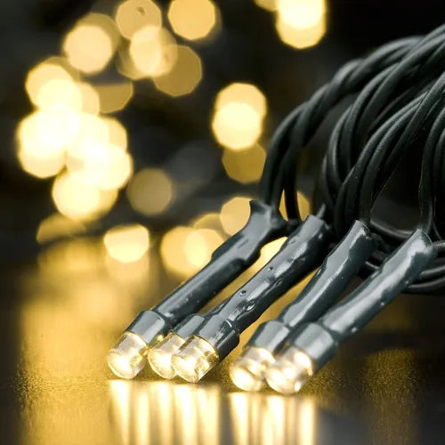 Series Led Mágica cálida cable verde, varios tamaños, cajita.