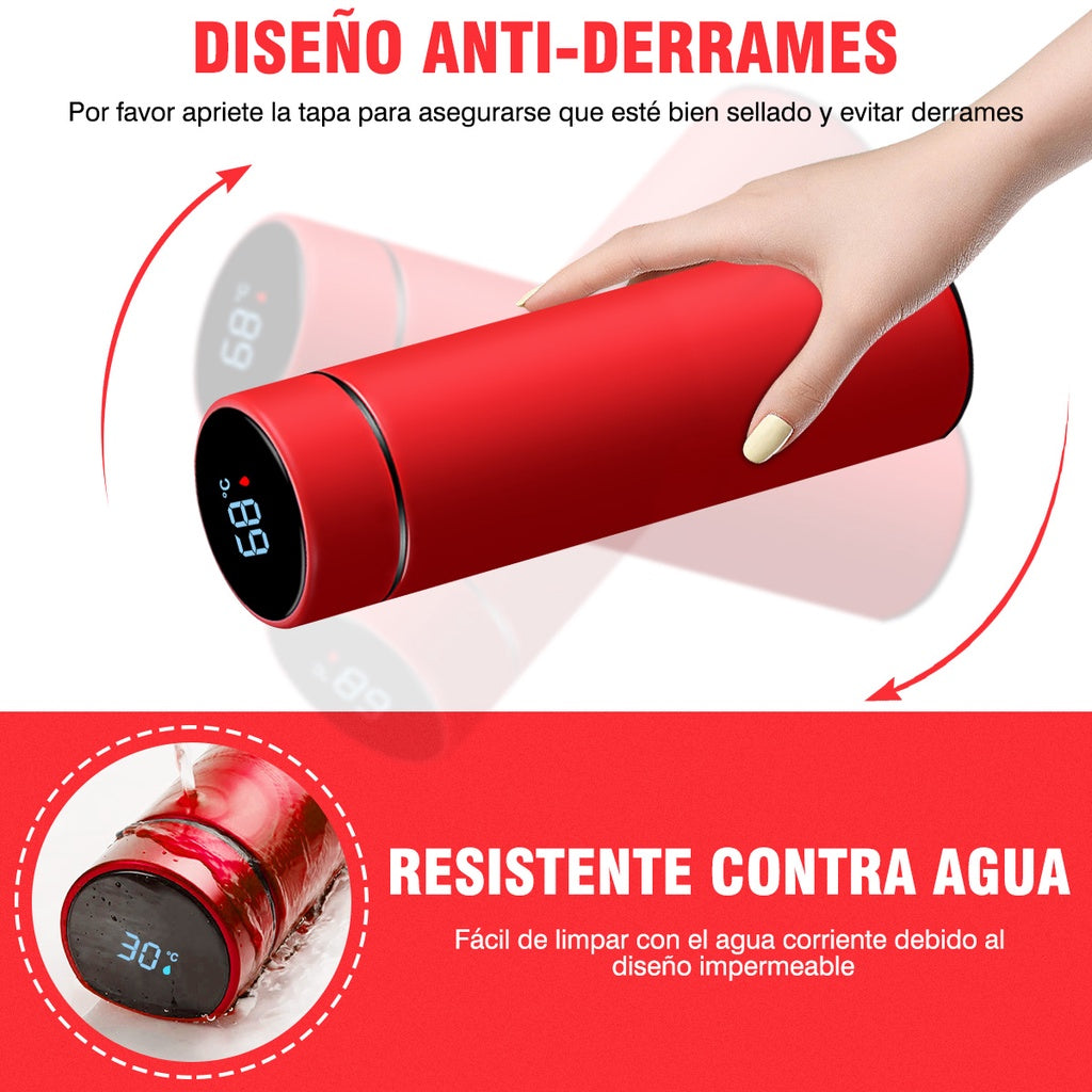 Tomatodo Térmico Acero Inoxidable Con Tapa Digital Led 500ml