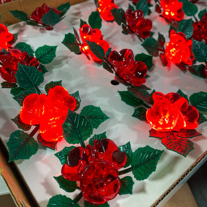 Serie de 24 luces leds en forma de rosas