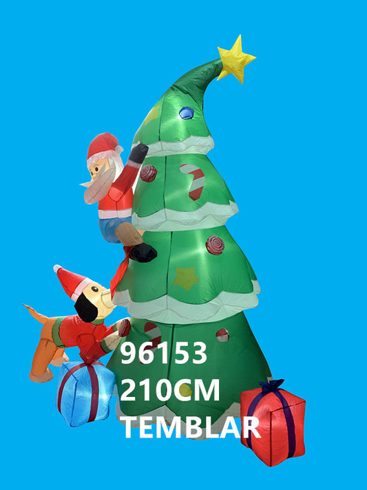 Inflable Navideño árbol que tiembla con perro y santa de 210 cm JL96153